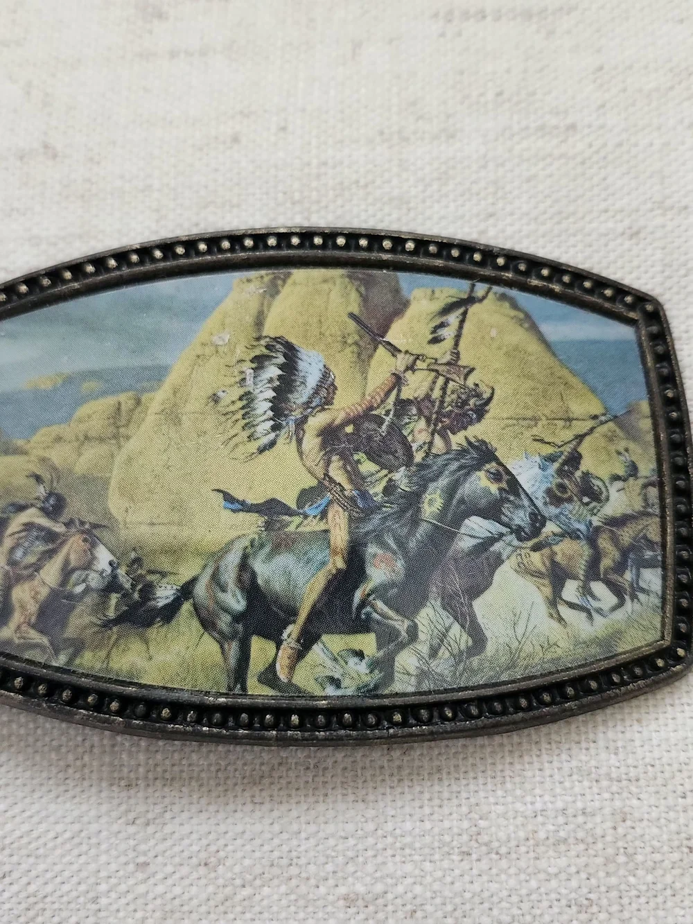 Vintage Pictorial Native American Belt Buckle